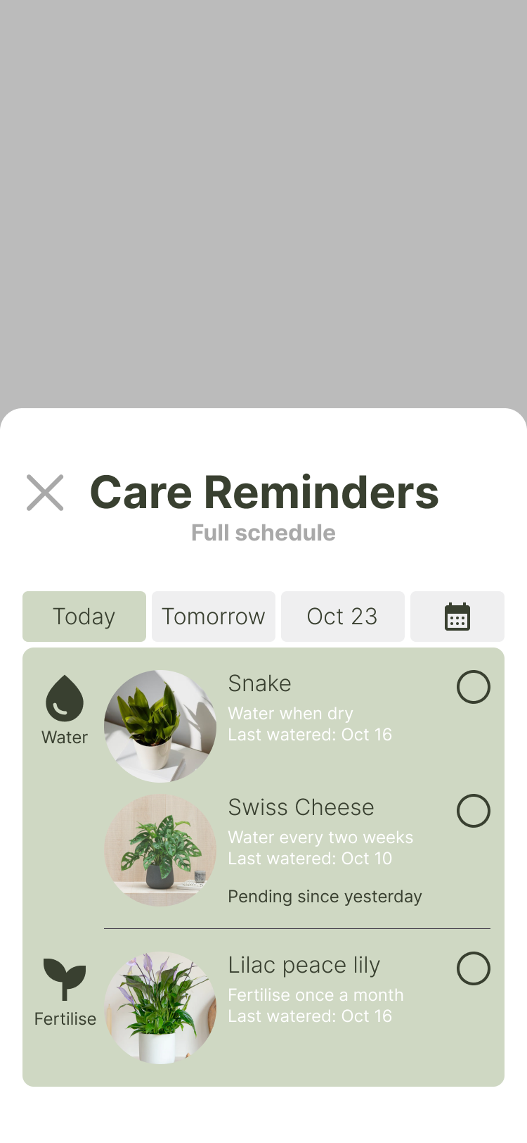 Care reminders After