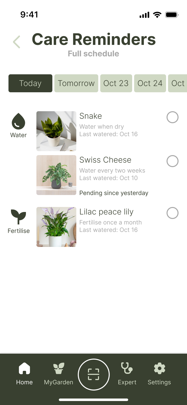 Care reminders Before